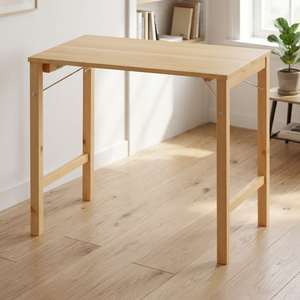 Table pliante d'extérieur peu encombrante – Table de jardin en bois naturel à 4 pieds pour balcon, cour et extérieur - Product Image 6