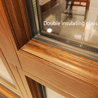 Ventana de madera revestida de aluminio moderna, ventanas de seguridad de inclinación y giro para el hogar