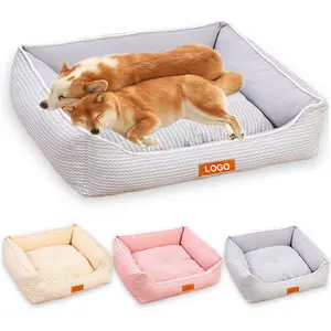 소형 중형 개를위한 인기있는 편안한 개 매트 고급 소파 격자 무늬 침대 이동식 빨 개 애완 동물 침대