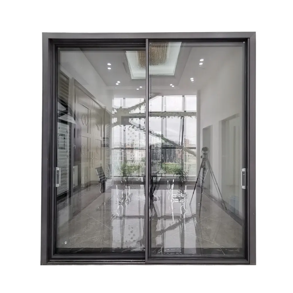Alüminyum çift camlı veranda akıllı sürgülü kapılar alüminyum cam kapılar