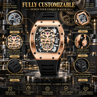 Montre automatique squelette tonneau pour homme, de luxe, en forme de baril de vin, mécanique, étanche, sportive, OEM