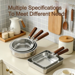 Ensemble de casseroles et poêles <span class=keywords><strong>en</strong></span> acier inoxydable 304, fond plat, rondes et carrées, compatibles gaz et induction, pour la cuisine à domicile et les restaurants - Product Image 1