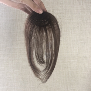 Extensions de cheveux Remy LONGFOR 8 pouces 3x4 pour femmes 4 #   Topper à <span class=keywords><strong>clip</strong></span> brun <span class=keywords><strong>clair</strong></span> avec <span class=keywords><strong>frange</strong></span> 3D 4 #   Franges 3D, extensions de cheveux de 8 pouces, 3x4 - Product Image 4
