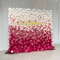 3D Pink Rose Flower Wall Silk Fabric Backdrop Roll up Wedding Party Event Decor