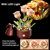 Bloques de Construcción Eléctricos EPT RC Rose, Juguete de Construcción para Niñas de 5 a 7 Años, 334 Piezas, Flor en Spray con Luz LED