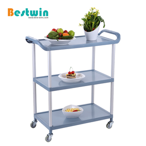 बहुक्रियाशील कॉम्पैक्ट प्लास्टिक उपयोगिता खाद्य सेवा कार्ट रेस्तरां कैंटीन रसोई रोलिंग परिवहन ट्रॉली - Product Image 3