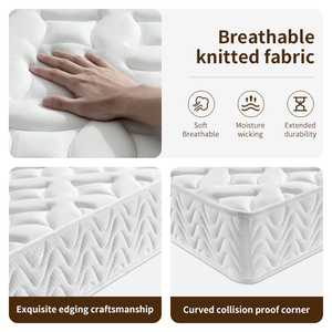 Matelas à ressorts ensachés hypoallergénique, écologique et durable, taille double, pour hôpital, tissu tricoté 300g/m², lit doux et confortable - Product Image 2
