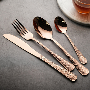 Cubiertos de grado alimenticio, cubiertos de acero inoxidable 410, 4 Uds., cuchillo, tenedor y cuchara, juego de cubiertos <span class=keywords><strong>para</strong></span> boda, Hotel, restaurante - Product Image 5
