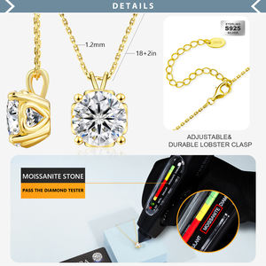 Collana di Moissanite da donna con ciondolo da 1 a 4 carati da laboratorio creato in argento Sterling Mossanite collana di Moissanite - Product Image 2