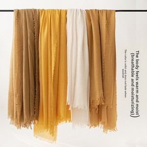 Écharpe fine printemps-été en coton et lin, couleur unie, châle simple de protection solaire, écharpe en polyester haut de gamme pour <span class=keywords><strong>femme</strong></span>, vente en gros - Product Image 4