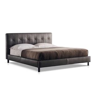 Modern Dark Brown Leather Upholstered <strong>Bed</strong> Frame King Queen Size Solid <strong>Wood</strong> <strong>Bed</strong> - Product Image 6
