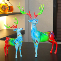Sculpture de couple de cerfs de luxe en résine, ornement de bureau, artisanat personnalisé par transfert thermique, décoration intérieure, vente en gros