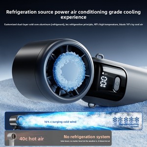 <span class=keywords><strong>Ventilateur</strong></span> portable à refroidissement semi-conducteur, moteur sans balais, 2000mAh-4000mAh, 8-12 heures d'autonomie, haute vitesse, pliable, tour de cou, turbo, 5 pales - Product Image 2