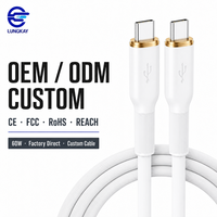 Câble de charge professionnel USB-C vers USB-C blanc 60W de qualité industrielle LUNG KAY pour programmes d'accessoires d'appareils OEM/ODM
