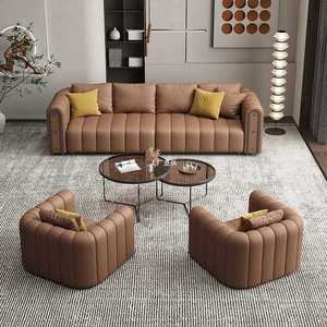 <b>Hotel</b> <b>Sofa</b> Set Straight Shape Durable Leather For Lobby Reception Area - Product Image 1