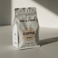 Sachet d'emballage personnalisé pour grains de café avec fermeture éclair refermable et fond plat, idéal pour les torréfacteurs et les marques de détail