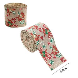 Nouveau produit en promotion : Ruban de Noël en toile de jute avec bordure filée pour couronnes, nœuds et décorations de fête - Product Image 6