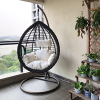 Vente chaude en osier balançoire oeuf chaise extérieure en acier inoxydable hamac balançoire chaise suspendue meubles