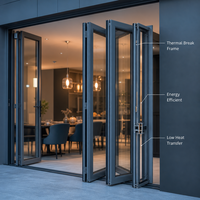 Puerta Plegable Comercial Moderna de Aluminio para Restaurante, Hotel, Tienda, Baño, Puerta Plegable de Vidrio Resistente con Aislamiento Térmico
