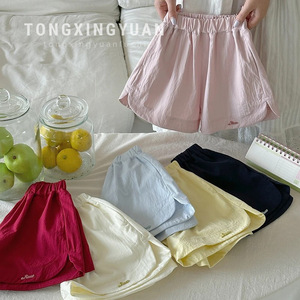 Girls Shorts Solid Color Cotton Woven Quick Dry A <b>Line</b> Loose Fit Summer Casual <b>Pants</b> One Size Fits All - Product Image 5