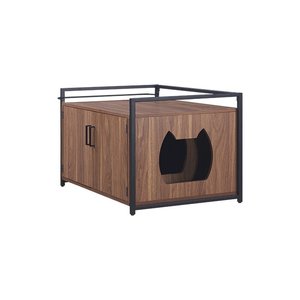 Panca per bagno privacy in legno con struttura in ferro di forma personalizzata mobili nascosti custodia per lettiera per gatti, casa per gatti in ferro di legno - Product Image 3