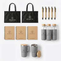 Ensemble cadeau d'entreprise personnalisé, kit quotidien durable avec sac fourre-tout en RPET, gobelet réutilisable, carnet écologique, stylo en bambou