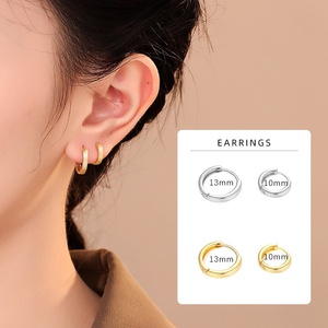 Bijoux minimalistes Boucles d'oreilles en argent sterling 925 10mm 13mm Frosted Glittering <span class=keywords><strong>Bruss</strong></span> Hoop - Product Image 1