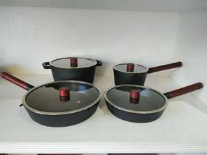 Ensemble de casseroles et poêles <span class=keywords><strong>en</strong></span> <span class=keywords><strong>aluminium</strong></span> antiadhésives, style bois ancien, faciles à nettoyer, pour usage domestique - Product Image 2