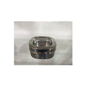 Récipient en gros poli de forme ronde boîte de rangement de bidon martelée en acier inoxydable en métal élégant classique - Product Image 5