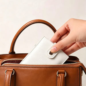 Card Holder PU Leather Snap Closure Credit Card Sleeve Portable Mini Size Solid Color - Product Image 4