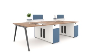 Guangzhou <span class=keywords><strong>BERSON</strong></span>, gran oferta, marco de escritorio de ordenador de oficina de cuatro asientos con ranura para Cable, patas de mesa de Metal - Product Image 2