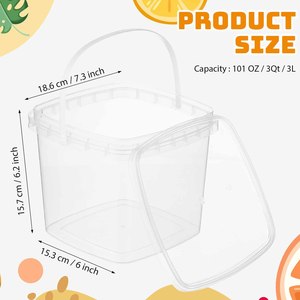Boîtes en plastique transparentes carrées avec couvercle de ceinture, poignée, verrou antivol, en PP de qualité alimentaire, épaisseur 0,5 mm, impression sérigraphique - Product Image 4