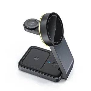 Vina New Trend 15w Magnetic Multi Device 3 In 1 Wireless Fast Charger Station For Iphone 3 In 1 Foldable Wireless Charger