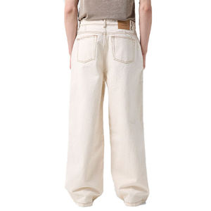 Pantalones Vaqueros Anchos Color Crema Personalizados para Hombre, 100% Algodón Ultrasuave, Pantalones de Mezclilla Rectos, Ajuste Holgado y Moderno, Jeans Blancos - Product Image 2