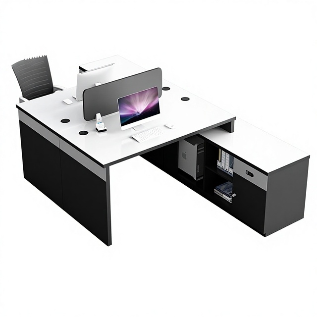 Reading Staff Office Desk Chair Combination Simple Modern Screen Four Pairs of 4-person Desk Office Card Holder Wood Bar Design
