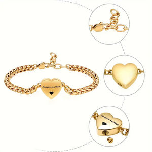 Bracciale cuore urna per le ceneri per le donne degli uomini in acciaio inox cremazione ricordo braccialetto commemorativo per le ceneri umane titolare - Product Image 4