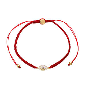 Latest Design 925 Sterling <b>Silver</b> Gold Plated Red Macrame <b>Bracelet</b> with Enamel EvilEye <b>Charm</b> 18K Gold Plating <b>Bracelet</b> - Product Image 1