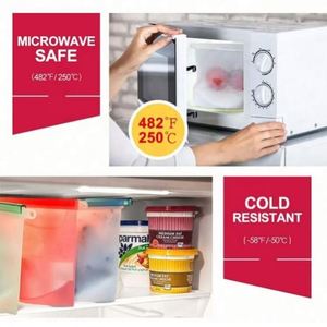 Sacs de conservation alimentaire sous vide en silicone réutilisables, écologiques et étanches avec fermeture éclair transparente pour la cuisine (vente en gros) - Product Image 3