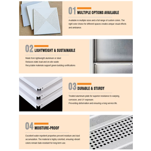 Controsoffitto Moderno in Alluminio <span class=keywords><strong>60x60</strong></span> per Uffici e Hotel, Forma Quadrata, Impermeabile, Ignifugo, Controsoffitti Perforati Decorativi - Product Image 3