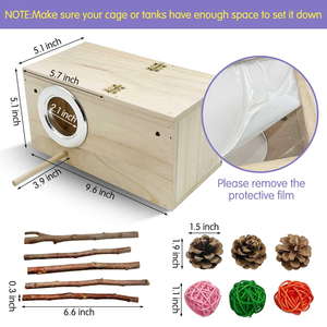 Cachette en bois de <span class=keywords><strong>hamster</strong></span> avec jouets à mâcher-Maison d'habitat en bois naturel pour gerbilles de souris naines syriennes <span class=keywords><strong>Cage</strong></span> pour petits animaux - Product Image 2