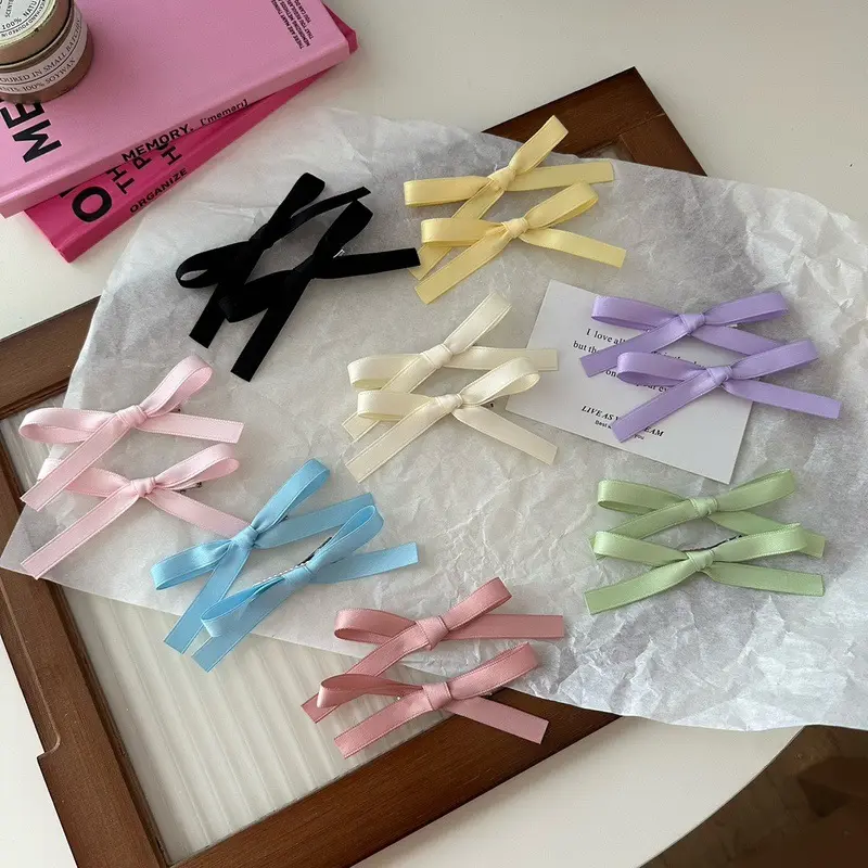 Mini Voor Meisjes Klein Haar Haarspeldjes Satijnen Knoop Haaraccessoires Voor Vrouwen Kawaii Strik Haarspelden Mini Witte Strik Clips