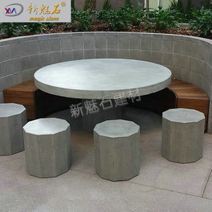 Nouvelle table basse ronde en béton apparent GRC Magic Stone pour extérieur, idéale pour balcon et moments de détente - Product Image 2