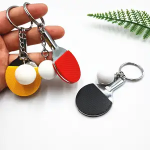 Mini porte-clés de simulation de tennis de table 3d Mini porte-clés de ping-pong Raquette de tennis de table Porte-clés sportif réaliste pour charmes de sacs