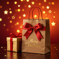 Sac en papier kraft personnalisé pour Noël, sac cadeau marron personnalisé, vente en gros, emballage cadeau de Noël, sac de shopping en vrac