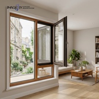 Ventana Abatible de Aluminio y Vidrio para Proyectos al por Mayor, Impermeable y con Aislamiento Acústico para Edificios Comerciales y Residenciales