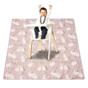 Happy Flute Tapis de chaise haute imperméable de haute qualité 110*110 CM Tapis anti-dérapant pour bébé