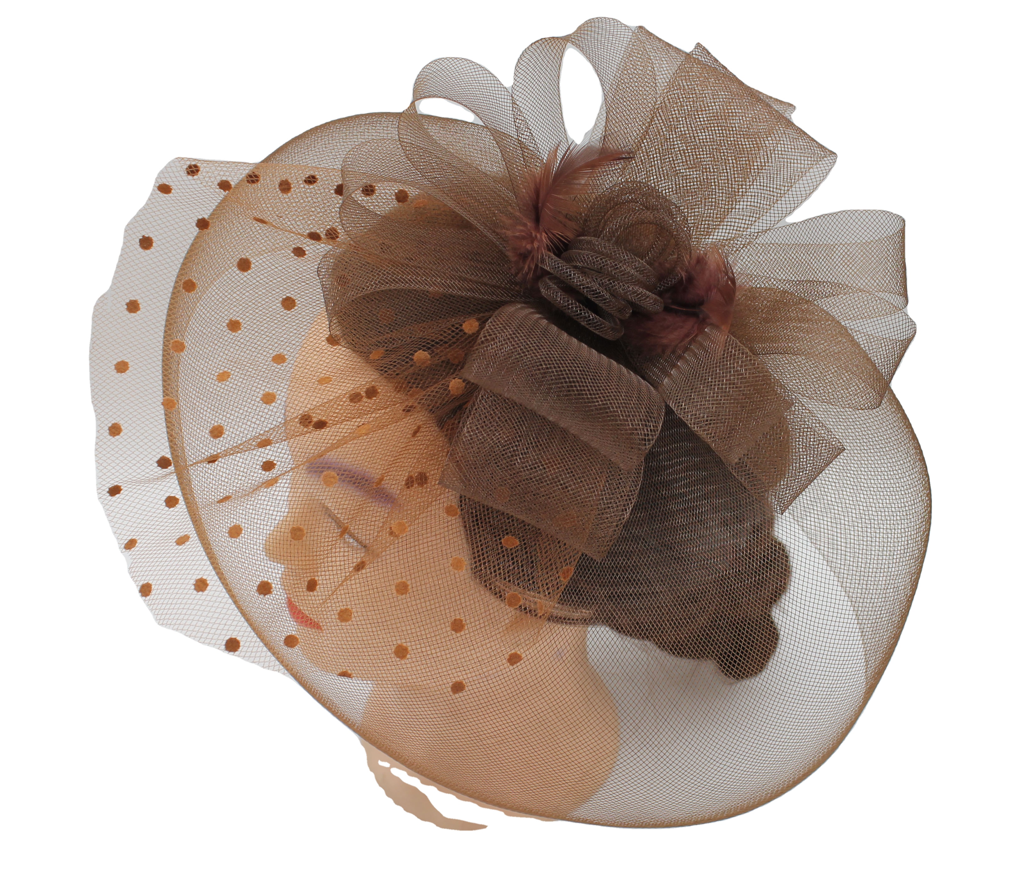 2021 модные коричневые свадебные аксессуары для волос для невесты из перьевой пряжи Sinamay женские церковные шляпы