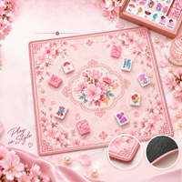 Jeu de Mahjong Américain Personnalisé à Motifs Floraux, Tuiles de Mahjong Rose Perle, Design Floral Imprimé sur Mesure, Jeu de Table Cadeau