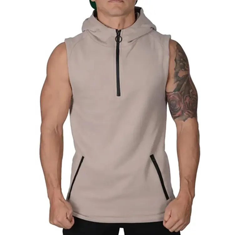 Mens When In Doubt Go Work Out V408 Sleeveless Zipper Hoodie 