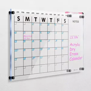 Dimensioni e Design personalizzati Home Office Planner calendario da parete in acrilico riutilizzabile cancellabile a secco per pianificatore mensile e settimanale